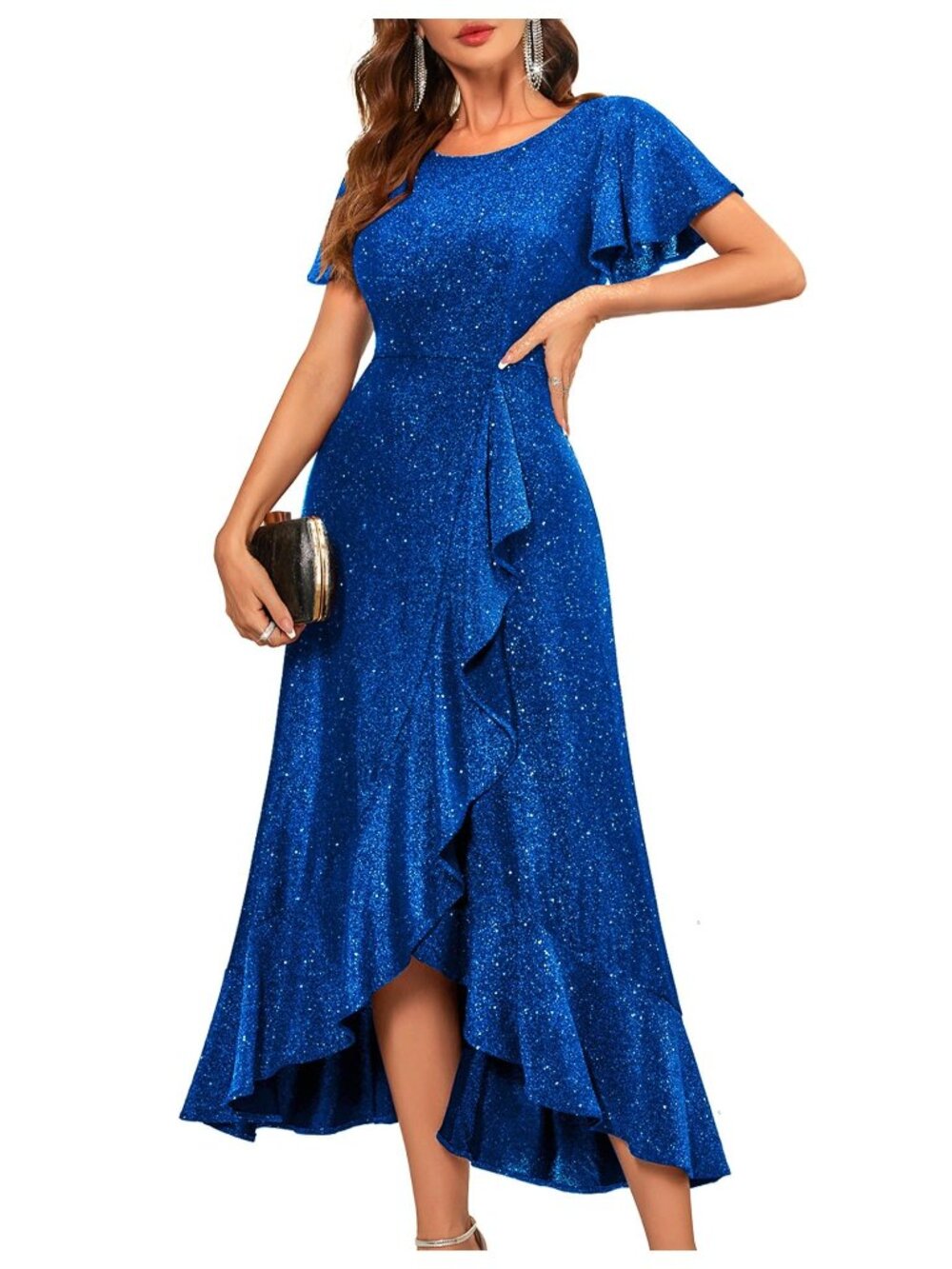 BeryLove Small Formal Party Dress Flutter Short Sleeve Long Evening5 RoyalBlue